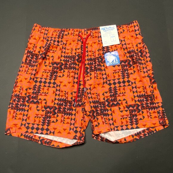 NWT Mr Swim - Swim Trunks - Multicolor Geometric Print - Inner Mesh Lined - Picture 4 of 9